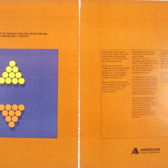 Vintage American Can Company Triangle Puzzle Print Advertising 2 Page MOD Game - Picture 2 of 2